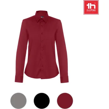 Dámská košile THC PARIS WOMEN. Dámská popelínová košile s dlouhým rukávem bez potisku bez potisku 5 bez potisku