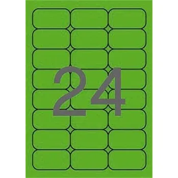 Samolepící etiketa Etiketa, fluorescentní zelená, 64 x 33,9 mm, zaoblené rohy, 480 ks/bal., APLI 02873 ,balení 20 ks Apli