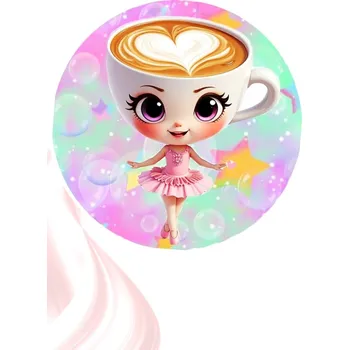 Jedlá dekorace na dort "Cappuccina 1" 20 cm (Fondánový list NEVYŘEZÁNO)