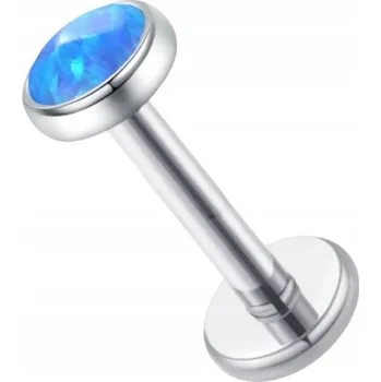 Náušnice Piercingový náušnice Labret stříbrná s modrým opálem, titan, LOBE Helix 1,2/12/4
