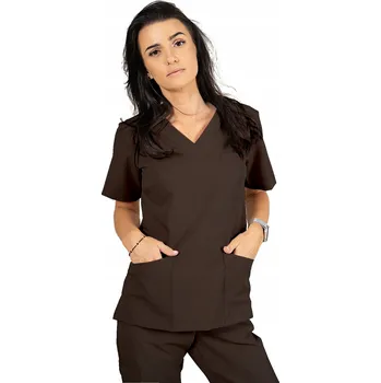 Dámská mikina MIKINA LÉKAŘSKÁ dámská elastická módní SCRUBS s viskózou EMILY čokoláda XL