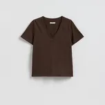 Reserved - Tričko střihu regular s výstřihem do V - tmavě hnědá - 399FS-89X - 399FS-89X-XL