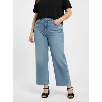 Dámské džíny Sinsay - Wide leg džíny s opraným efektem Plus size - modrá - 244HC-50J - 244HC-50J-52