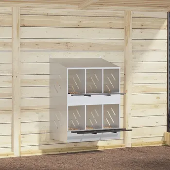 Chov hospodářského zvířete vidaXL Hnízdní box pro kuřata se 6 přihrádkami olivově zelený kovový [864352] Barva: Pozinkované stříbro