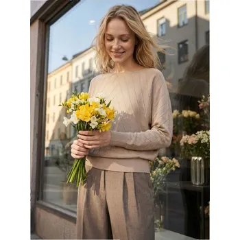 Dámský svetr Sinsay - Svetr se strukturovaným vzorem a viskózou - béžová - 683GZ-08M - 683GZ-08M-M