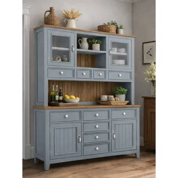 Komoda Kredenc PROVENCE R1P z masivu Barevné provedení: Šedomodrá, Provedení: SLIM - šuplíky bez pojezdů