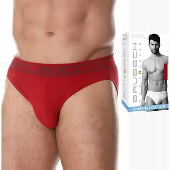 Slipy Pánské bezešvé bavlněné slipy BRUBECK BE0029M czerwony - L