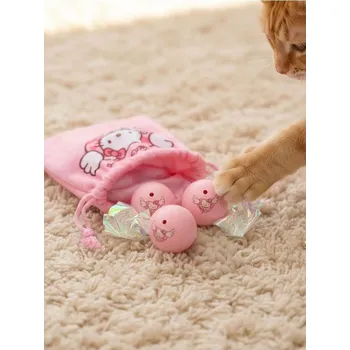 Hračka pro kočku Sinsay - Sada pytlík a míčky pro kočky Hello Kitty 5 pack - pastelová růžová - 173GR-03P - 173GR-03P-ONE