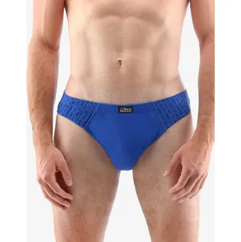 Slipy GINA pánské slipy s úzkým bokem, úzký bok, šité, s potiskem 70067P - modrá lékořice - 50/52