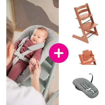 Jídelní židlička STOKKE® Tripp Trapp® + novorozenecká sada + Baby set zvýhodněná sada - Terracotta