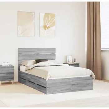 Postel vidaXL Rám postele s čelo Šedá Sonoma 120 x 200 cm Inženýrské dřevo [3411847]