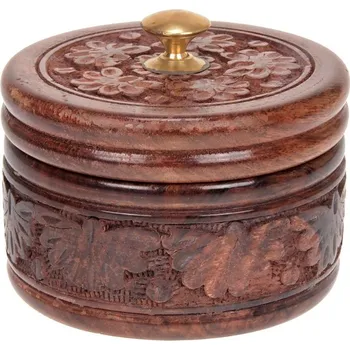 Šperkovnice Šperkovnice dóza dřevěná 13 cm květy