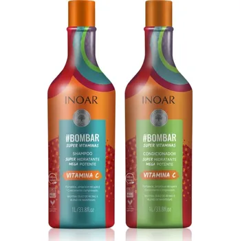 Kosmetická sada INOAR #Bombar Super Line INOAR #Bombar Super Line Super Vitaminas šampon s vitaminem C 1000 ml + INOAR #Bombar Super Line Super Vitaminas kondicionér s vitaminem C 1000 ml kosmetická sada