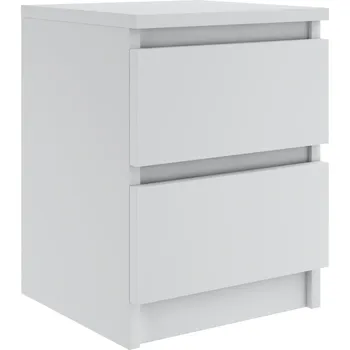 Noční stolek FURNIFY noční komoda se 2 zásuvkami – barva bílá