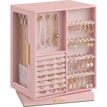 Šperkovnice Šperkovnice Krabička Vitrína na Šperky Náušnice OTOČNÁ 360° Organizér BOX