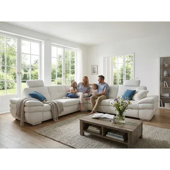 Sedací souprava Luxusní kožená rohová sedací souprava ARGENTO Levý roh - s rozkládáním