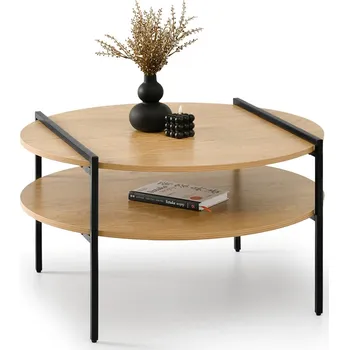 Konferenční stolek Konferenční stolek Mebel-Partner kulatý 80 x 80 x 45 cm černý, dub