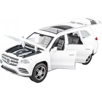 autíčko Mercedes Benz GLS kovový model hračka na baterie světla zvuk 1:32 Bílá