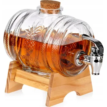 Sklenice Skleněný soudek sklenice, demižon, dávkovač, antałek na alkohol s kohoutkem 1L