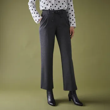Dámské kalhoty Rovné kalhoty z úpletu Milano antracitový melír 38