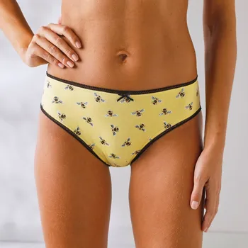 Dámské spodní prádlo Sada 4 kalhotek midi se sladěným motivem včel černá/žlutá 34/36