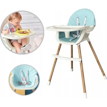 Jídelní židlička JÍDELNÍ ŽIDLIČKA PRO DĚTI 3v1, NASTAVITELNÁ, MODRÁ S PODNOSEM