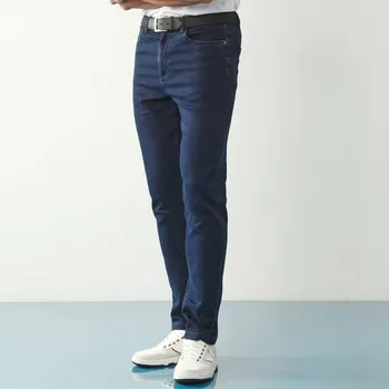 Pánské džíny Rovné džíny s 5 kapsami ze strečového denimu pro postavu méně než 170 cm tmavě modrá 56