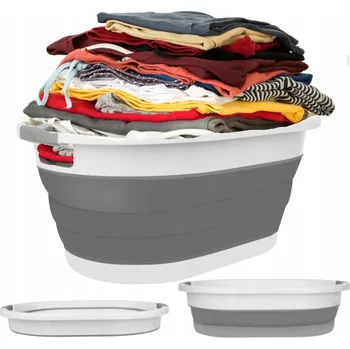 Koš na prádlo SKLÁDACÍ KOŠ NA PRÁDLO SILIKONOVÁ VANIČKA SKLÁDACÍ MISKA 20 L