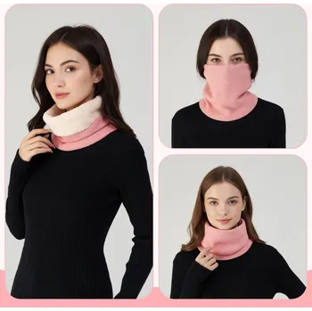 Módní doplněk Pletený nákrčník s fleecovou podšívkou Kono - růžový