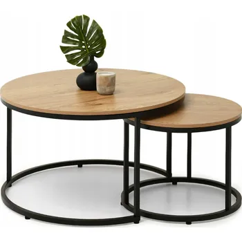 Konferenční stolek Konferenční stolek Mebel-Partner kulatý 80 x 80 x 48,5 cm černý, dub