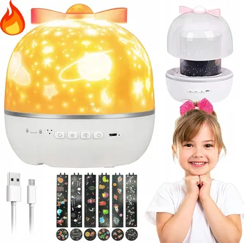 Noční světlo NOČNÍ LAMPIČKA PROJEKTOR S 5 PROJEKČNÍMI FÓLIEMI USB 1200 MAH PRO DĚTI