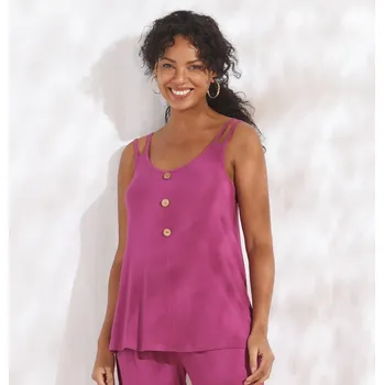 Jednobarevný top s knoflíčky purpurová 42/44