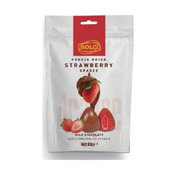 Bolci - lyofilizované celé jahody v mléčné čokoládě 80g - sáček