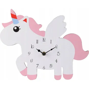Hodiny Nástěnné hodiny pro děti Jednorožec MDF bílé 30 x 24 cm