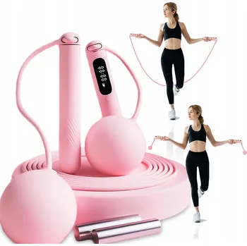 Švihadlo ŠVIHADLO S KULIČKAMI, ZÁTĚŽÍ, LCD POČÍTADLEM, LED, NASTAVENÍM 280CM CROSSFIT FIT