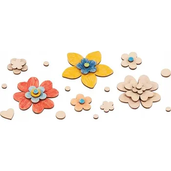 Obraz GOKI SADA DŘEVĚNÝCH PLÁTKŮ - KREATIVNÍ KVĚTINKY