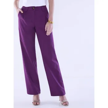 Dámské kalhoty Jednobarevné splývavé široké kalhoty fialová 46