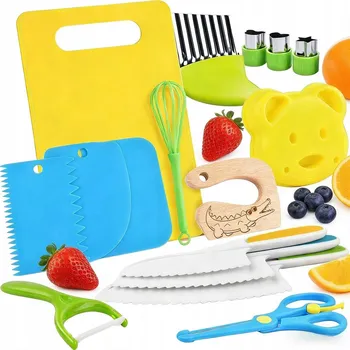 MEGA SADA BEZPEČNÝCH NOŽŮ A KUCHYŇSKÝCH DOPLŇKŮ PRO DĚTI 17 KS