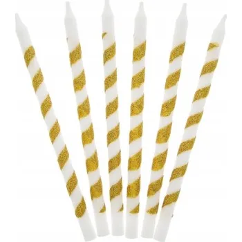 Dortová svíčka NAROZENINOVÉ SVÍČKY TWISTER BROKAT ZLATÉ 16 Ks.