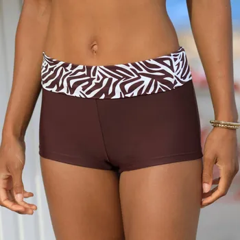 Boxerky Plavkové boxerky s nastavitelnou výškou pasu a potiskem Zebra čokoládová 52