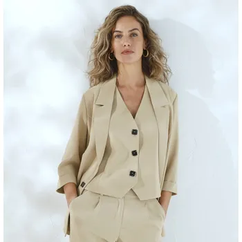 Dámské sako Splývavý blejzr s 3/4 rukávy béžová 36