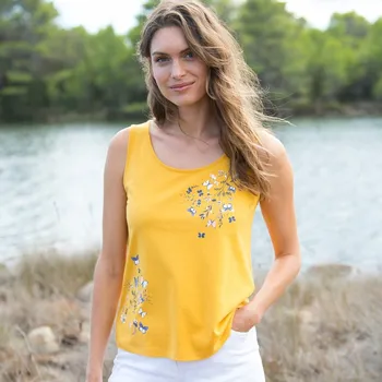 Dámské tričko Top se středovým potiskem motýlků medová 38/40