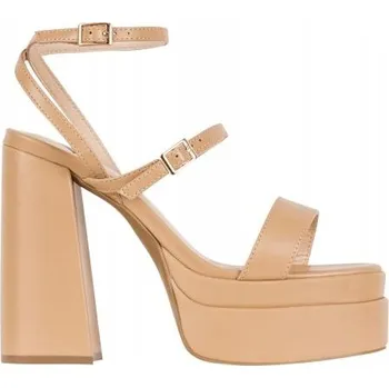 Dámské sandále Dámské béžové sandály na vysokém podpatku WJS vel. 38