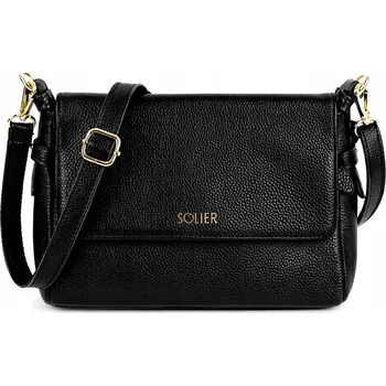 Kabelka Solier kabelka přes rameno přírodní kůže černá