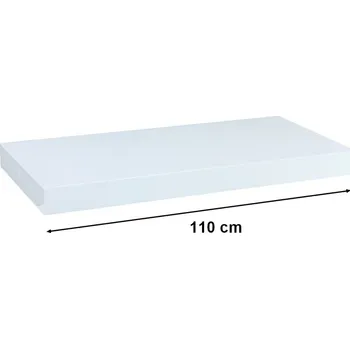 Obývací pokoj BÍLÁ LESKLÁ ZÁVĚSNÁ POLICE NA ZEĎ VOLATO 110 CM