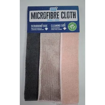 Utěrka OBOUSTRANNÁ UTĚRKA Z MIKROVLÁKNA A KARTÁČ NA DRHNUTÍ – 2 KS – RŮŽOVÁ