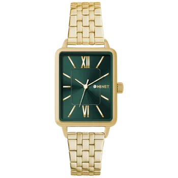 MINET Zlato-zelené dámské hodinky SIENA se zlatým ocelovým řemínkem MWL5440