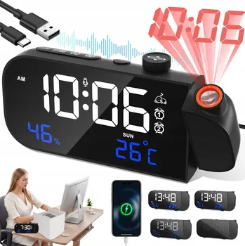 Budík MODERNÍ DIGITÁLNÍ BUDÍK HODINY DIGITÁLNÍ LED PROJEKTOR DOMŮ I DO KANCELÁŘE