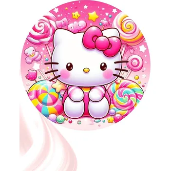 Jedlá dekorace na dort "Kitty 4" 20 cm (Fondánový list NEVYŘEZÁNO)