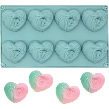 Silikonová forma na mýdlo spirálová srdíčka - 6ks